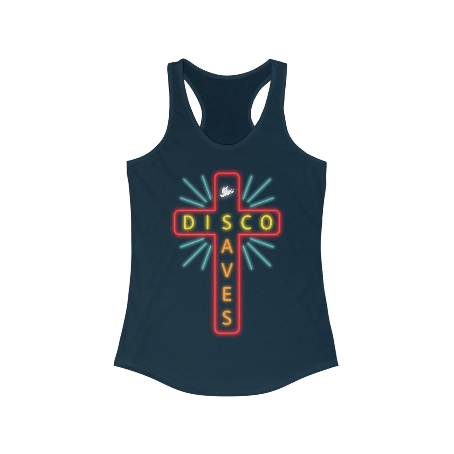 Disco Saves women's racerback tank top